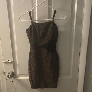 Trixxi Brown Glitter Mini Dress